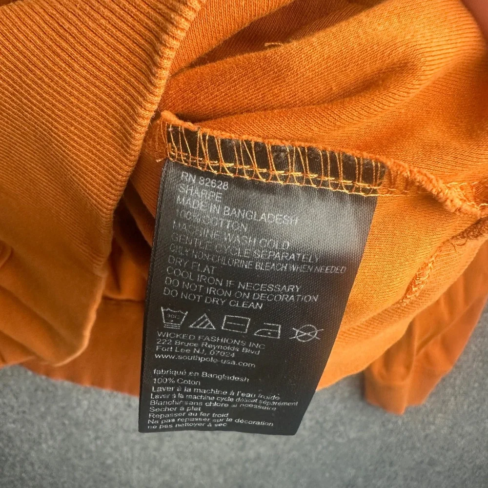 Southpole Sweatshirt Mens XL Orange Y2K Streetwear Hip Hop Denim Panel Patchwork